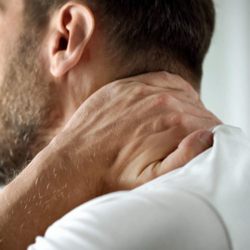 Neck pain. Treatments are available from Tom Claykens at Biddenden Chiropractic.